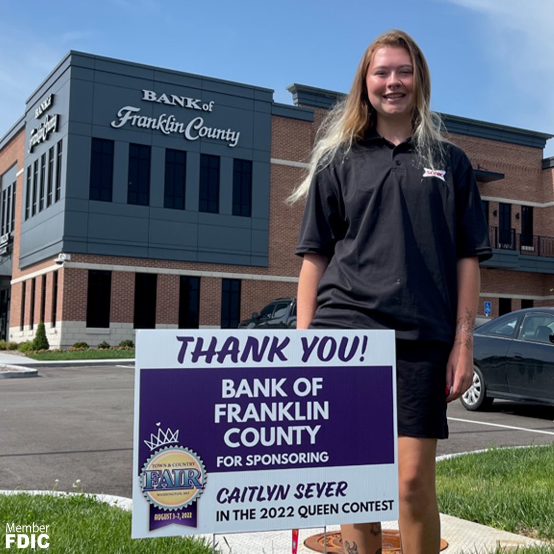 Bank_of_Frank's tweet photo. FAIR. SEASON. IS. ALMOST. HERE!!!! We are excited to sponsor a π queen contestant at the @washmofair again this year. Support Caitlyn Seyer by using her 22CS code to get $5 off season passes.
#communitybank #BFCGivesBack #washmo #washmofair #queencontestant #timeofmylife https://t.co/Q8RyRdfJOk