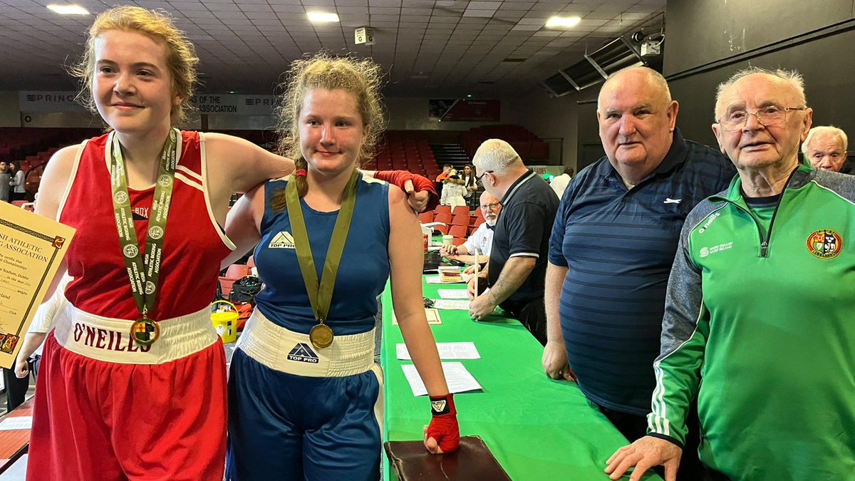 IABABOXING's tweet photo. Four new Junior Cadet Champions were crowned tonight:
75kg: Carly Norris (Glin)
60kg: Cassie Henderson (Gilford)
64kg: Alannah Kenny (Clonmel)
70kg: Chloe Poleon (Dunboyne) 
Also boxed this evening were QFs &amp; SFs Results, 
 &amp; Saturday's programme here:
https://t.co/P9jPmCQciT https://t.co/DqDtIPPQ8z