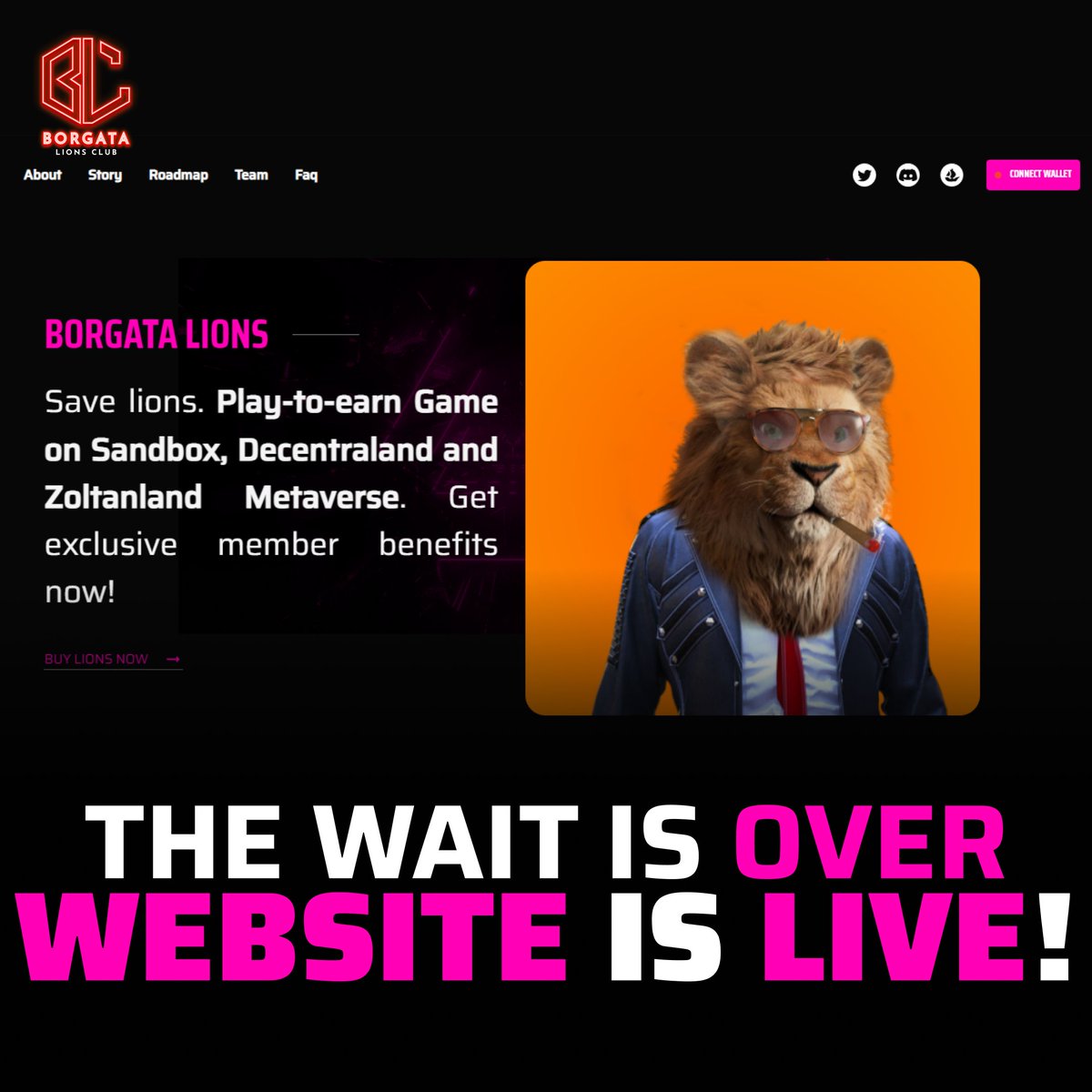 BorgataClub's tweet photo. The wait is over
Website is live!
https://t.co/UIPLQj1IIq

#borgatalionsclub #nft #NFT #NFTS #cryptoart #bayc #apesinspace #fatapeclub #partyapes
#NFTcollector #modernart #crypto #3Dart #digitalillusions https://t.co/nn6lBmQFMu