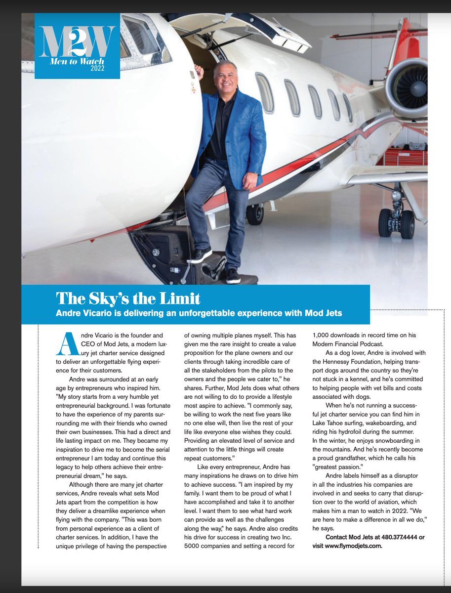 modjets's tweet photo. Mod Jets founder @vicario_andre featured in Men to Watch 2022 #modjets 

https://t.co/DEMESmONTE https://t.co/BXfbaxNTDc