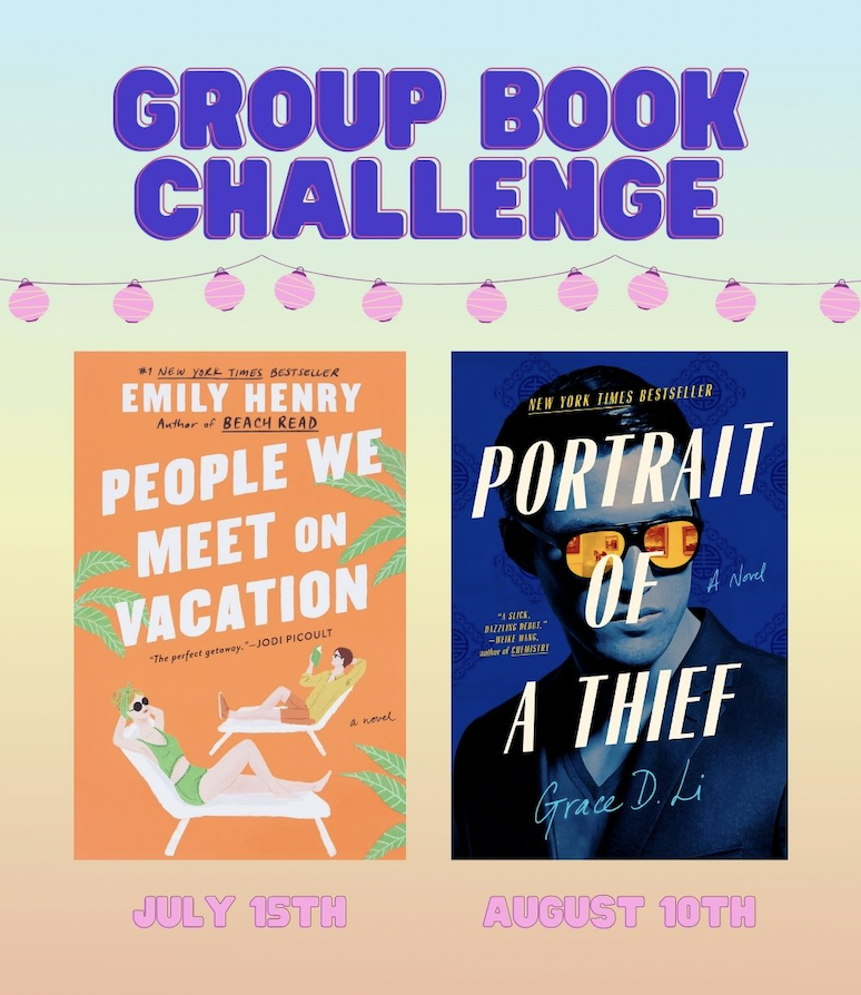 CasualReadathon's tweet photo. It was a tie (we couldn't pick between them either)!! We'll be doing both PORTRAIT OF A THIEF and PEOPLE WE MEET ON VACATION for our Group Book challenge. Read one or both if you'd like to and make sure to join our discord for the discussion on each book on the dates below! https://t.co/ziErWgynRh