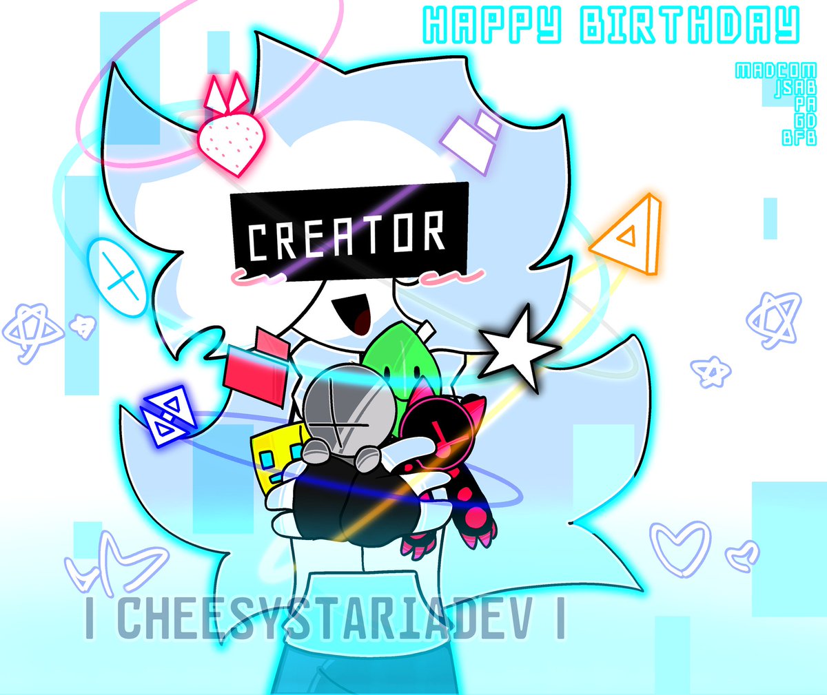HANKYUMi_'s tweet photo. NOW that today is actually my birthday,happy birthday to me <3333 [33 
#madnesscombat #JustShapesAndBeats #GeometryDash #ProjectArrhythmia #bfb https://t.co/Y5JwqQ6pFo