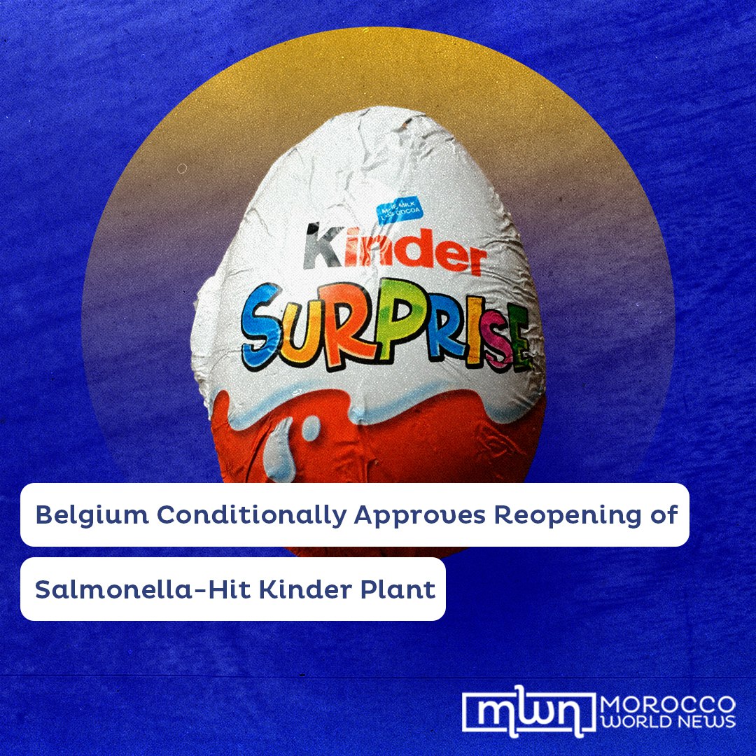 MoroccoWNews's tweet photo. #Belgium’s #foodsafety agency (#AFSCA) today granted #Ferrero, producer of #Kinder Surprise chocolate #eggs, a three-month conditional #authorization to restart #production in its #salmonella-hit #facility in the city of #Arlon.
Read more: https://t.co/KNuVtDWSdy https://t.co/JfmYzDgb5q