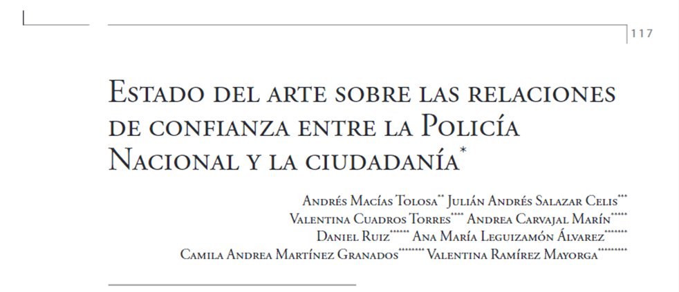 andresmaciast's tweet photo. Ya salió publicado un artículo en revista #OPERA No. 31 de @FIGRIExternado sobre #ConfianzaPolicial, donde mostramos una parte del gran trabajo de @daniel_ruizrozo @cami7martinez @anam_leguizamon @Val_Cuadros01 @andreacarmarin @valentina_rm @juliansalazarz1 Texto de libre acceso https://t.co/S5YMgfpnuN