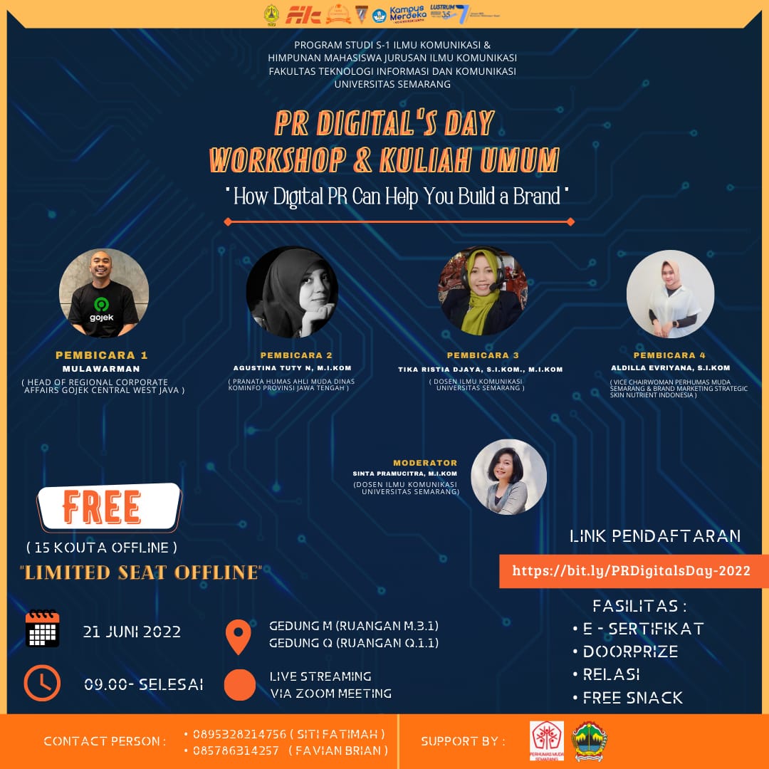 Workshop PR digital's Day by Ilmu Komunikasi Universitas Semarang.