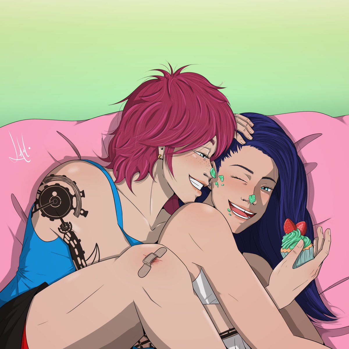 _lah_art's tweet photo. Cupcake mess 🧁💖

#arcane #arcanefanart #Caitlyn #Vi #piltoversfinest #Caitvi https://t.co/vr6cesYPrS