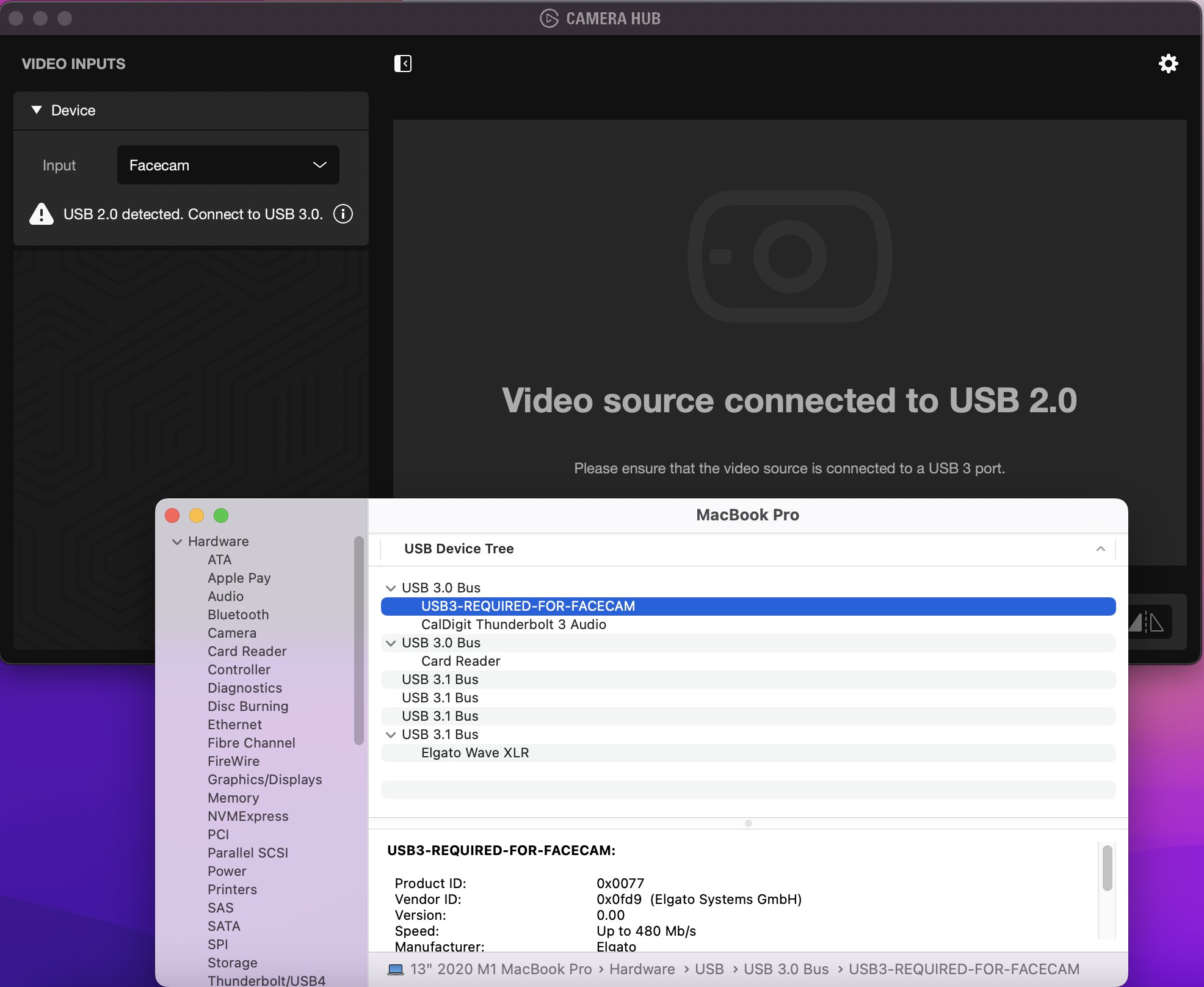 Chris Coyier on Twitter: "Yo @elgato — Why u say USB 3 is required when the Facecam is 100% plugged into a 3 port with USB 3 cable? / X
