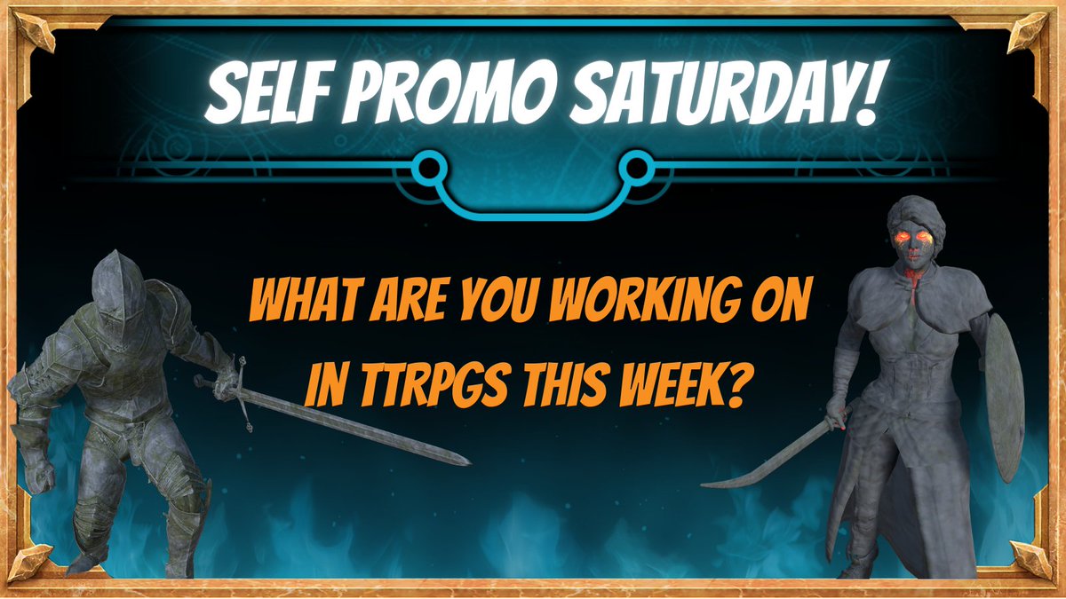 ardentroleplay's tweet image. Self Promo Saturday!
Are you a creative?
Share your work in the replies, tell us a bit about what you do!
Make sure to share other folks and spread the love!

#ttrpg #dnd #selfpromosaturday #ttrpgsolidarity #ttrpgfamily #DnD5e