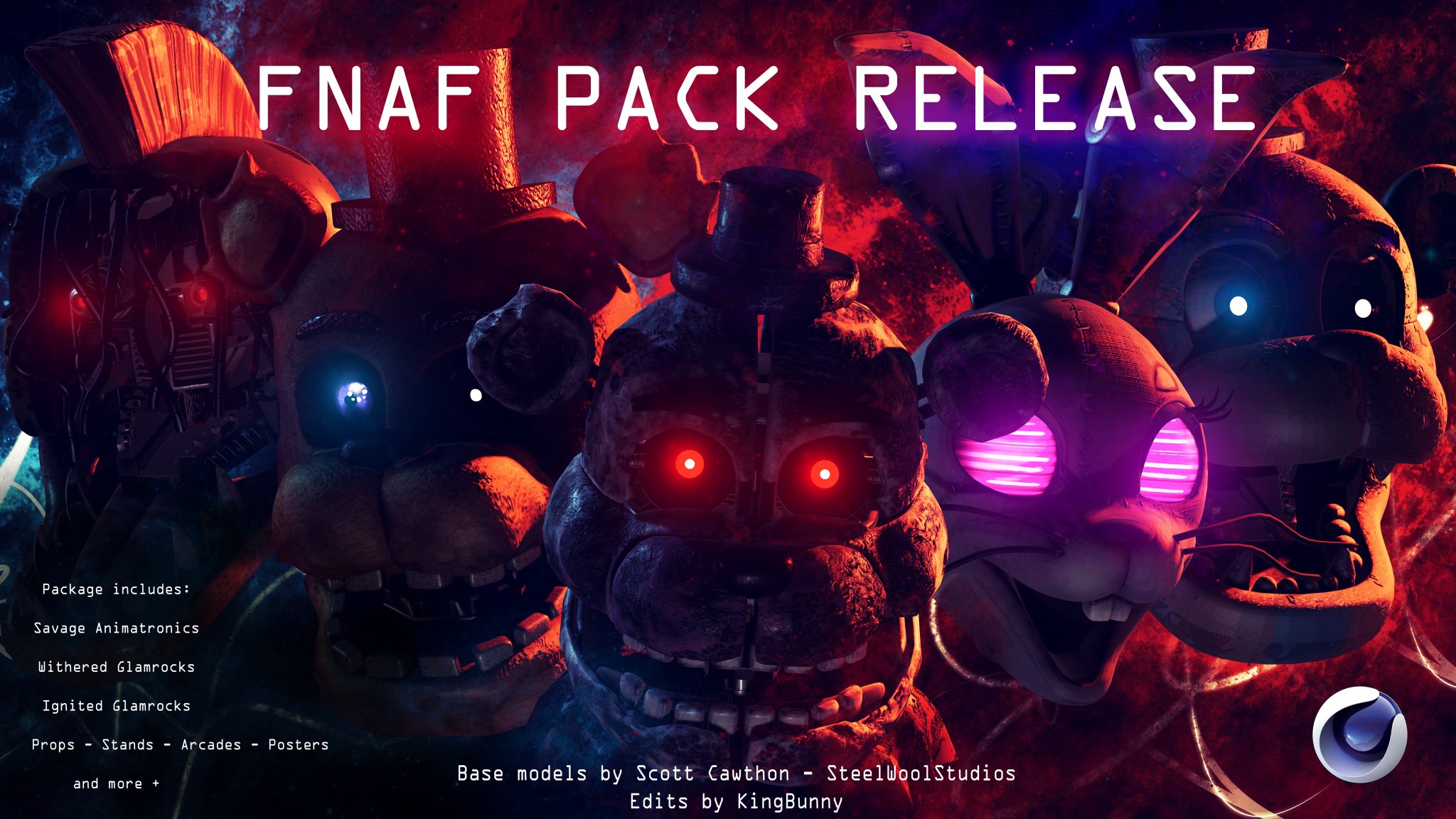 𝔸lex Bonilma on X: (C4D)FNAF 2 Pack Release - - After 6 months, today I  bring you this pack of models. I hope you enjoy. Sorry for the inactivity.  Model by: Scott/SWS/Illumix