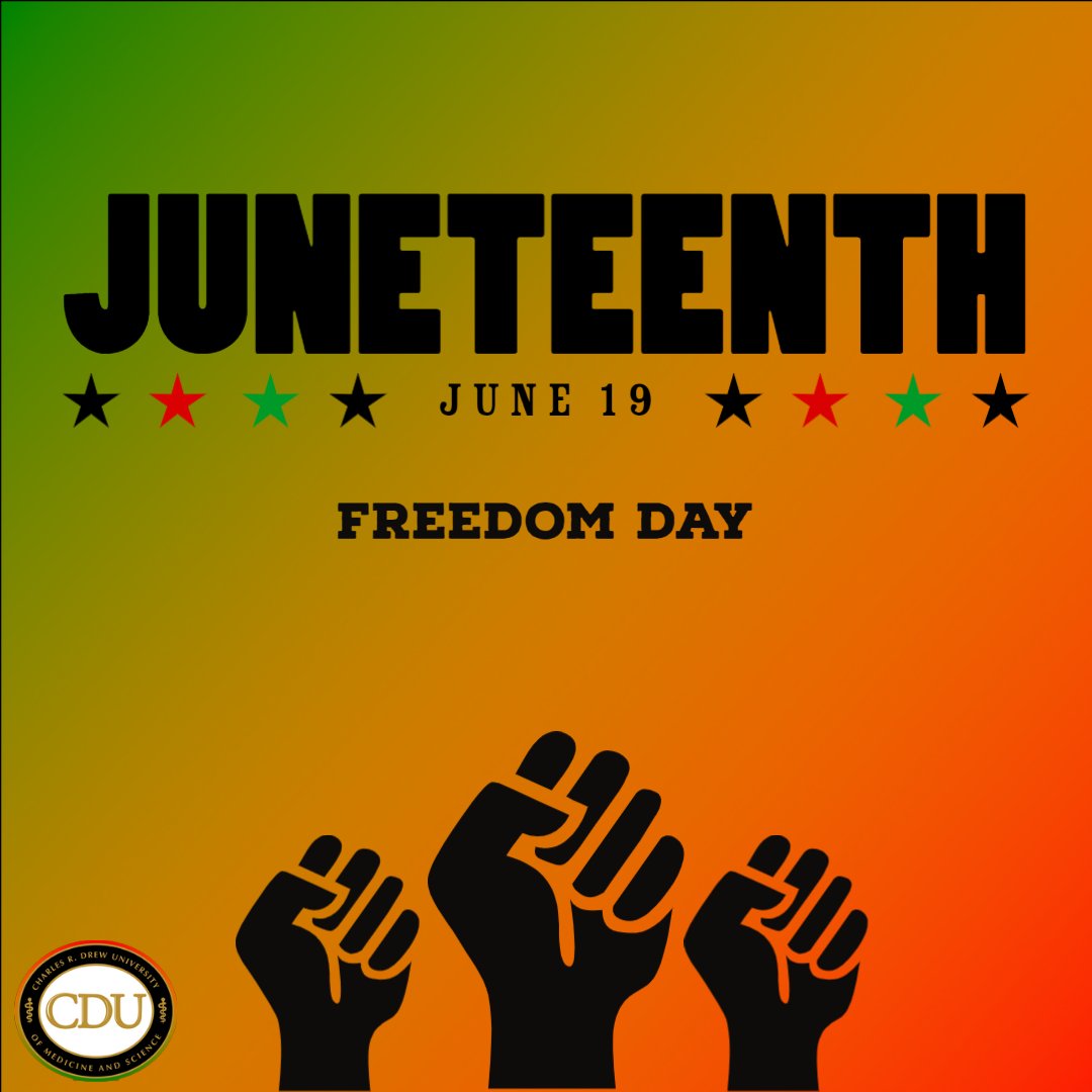cdrewu's tweet photo. Today we honor #Juneteenth, commemorating the emancipation of enslaved African Americans and celebrating #FreedomDay! https://t.co/9oO0BQddb4