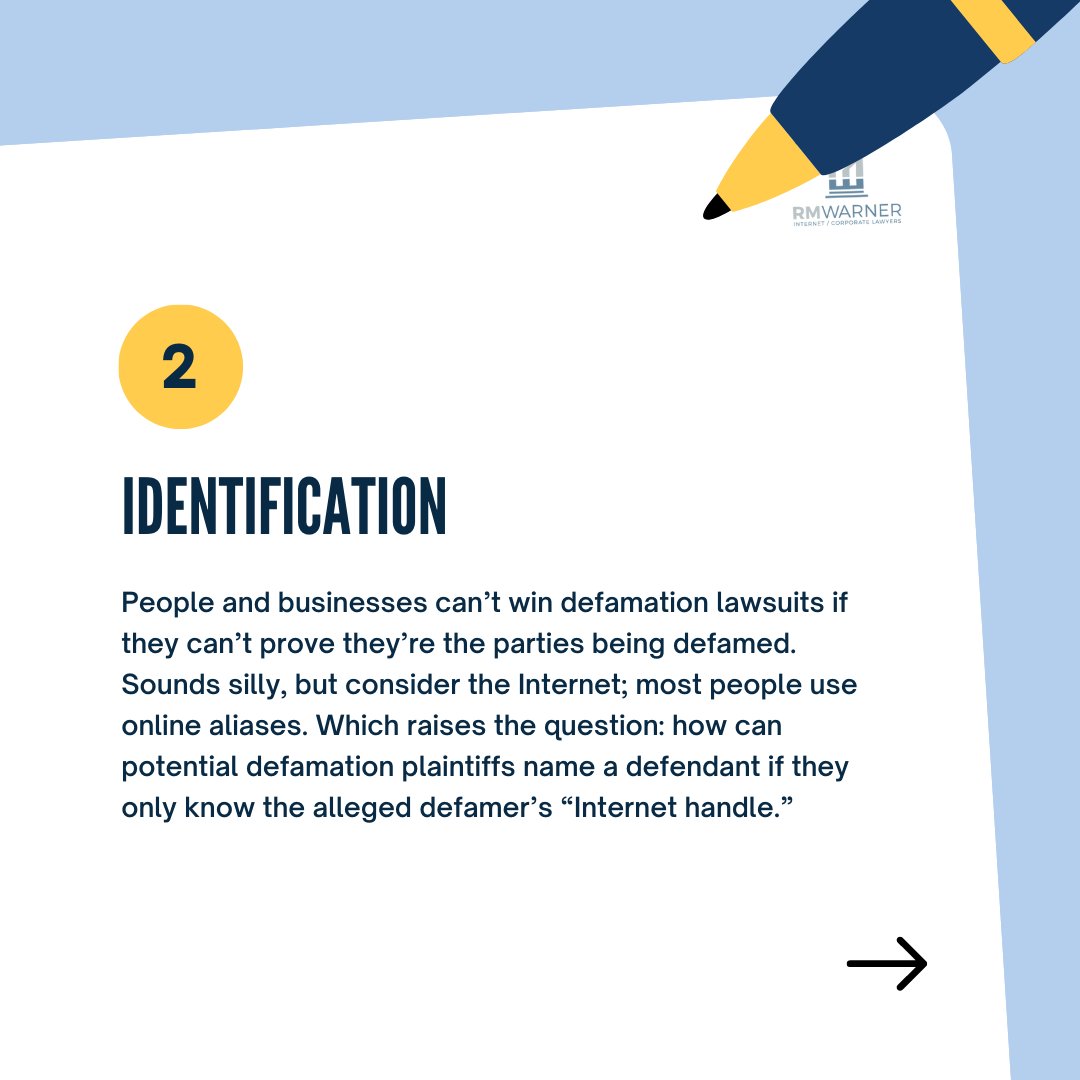 RMWarnerLaw1's tweet image. Before you jump the gun on a #defamationlawsuit, make sure you have all the facts on your side. If you've been defamed, contact an experienced #defamationattorney at RM Warner Law by clicking the link in our bio, and head over to our Insta to see the 5th #defamationelement!