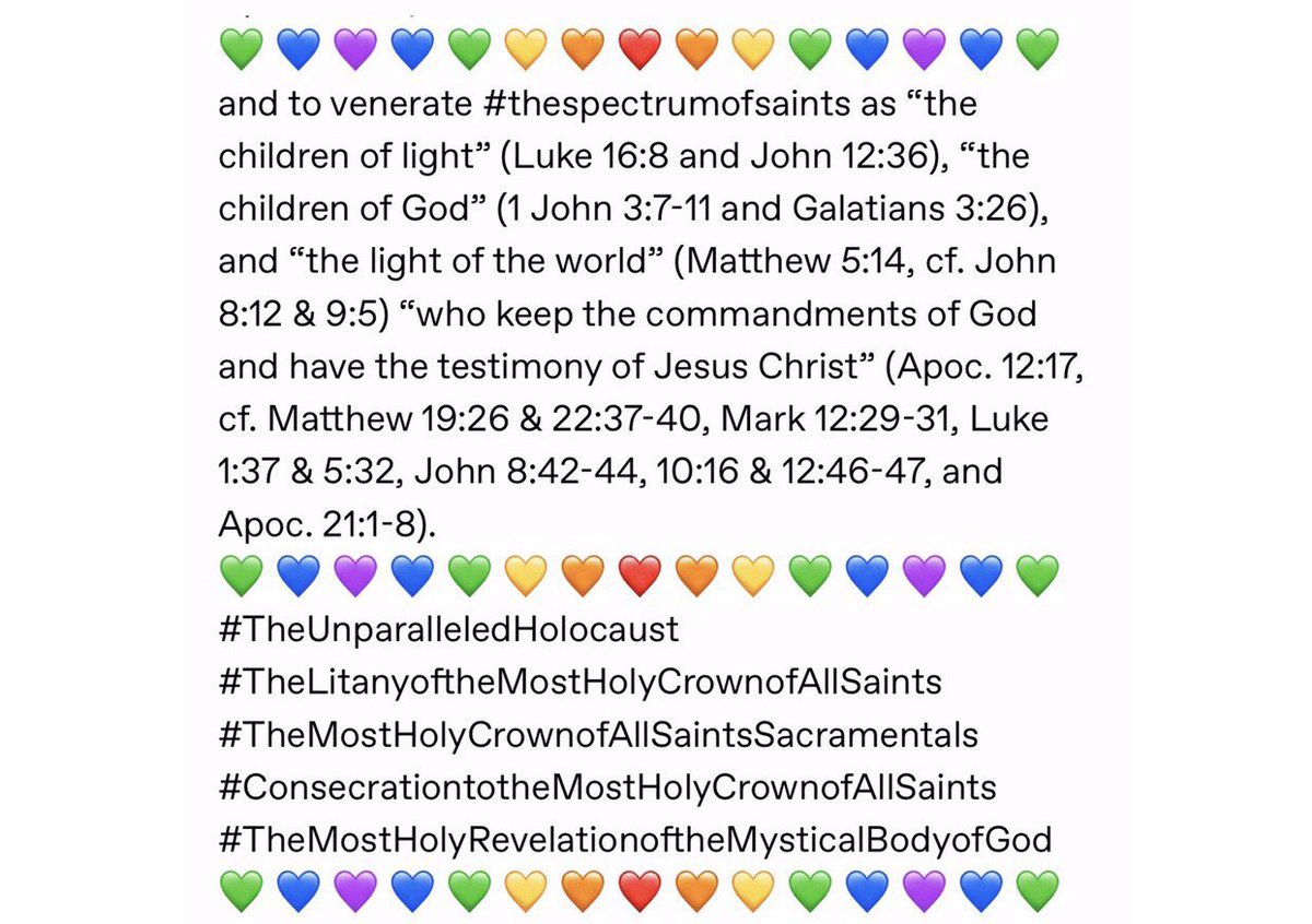 AllSaintsFlags's tweet photo. The faithful have a moral obligation to protect #thedivinegiftsandtreasuresoftheChurch, including the sacramentals (e.g. #theMostHolyCrownofAllSaintsSpectrumFlag🏳️‍🌈), from theft, renaming, repurposing, politicization and every other form of desecration.

#ThePrideFlagBigLie https://t.co/kBU9w1BcrB
