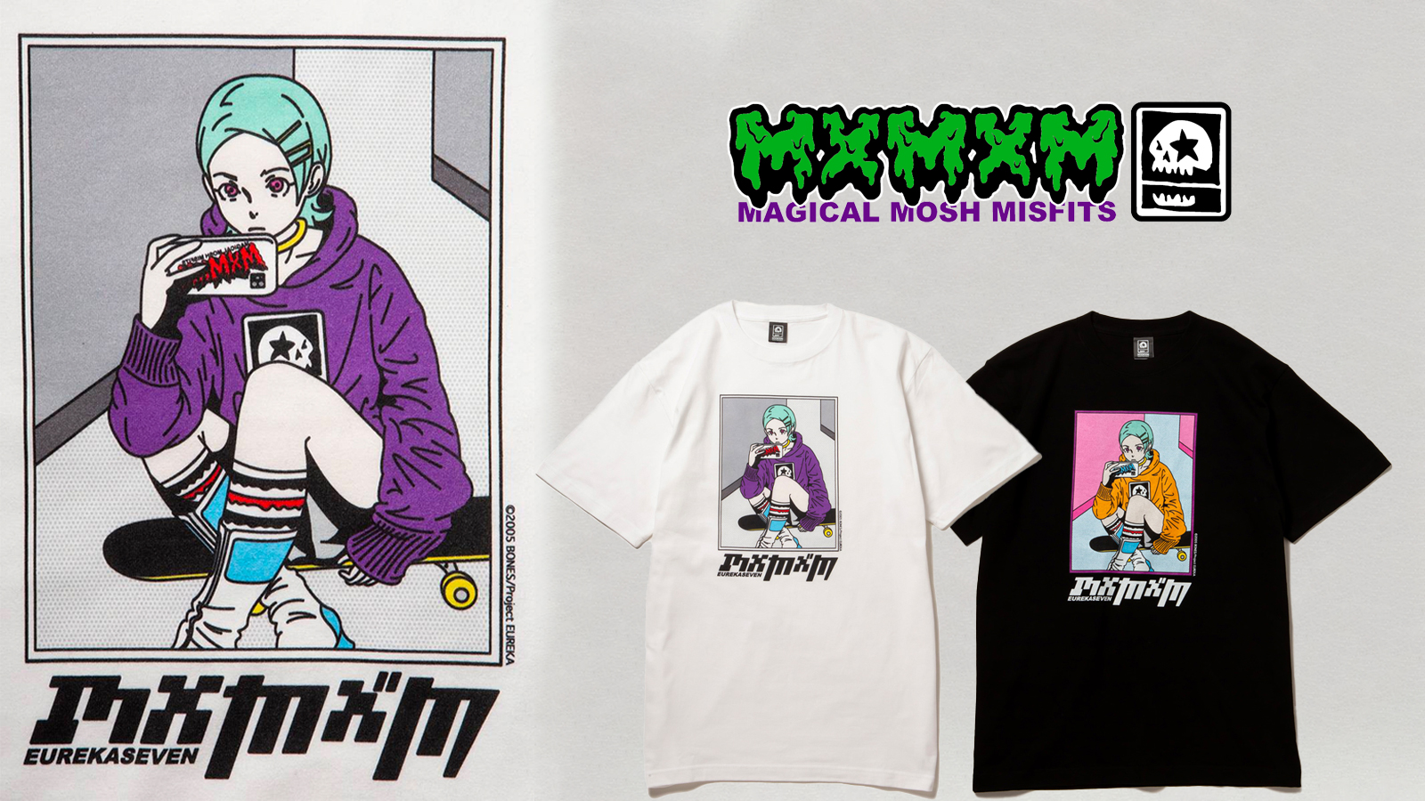 Gekirock Clothing Rtプレゼント開催中 Magical Mosh Misfits 交響詩篇 エウレカセブン コラボ アイテムが数量限定で入荷 Eureka Mosh Misfits Tシャツ T Co Bs8z692tyv マモミ を身に纏ったエウレカがスマホで自撮りをしているいまどき