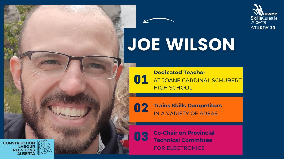 skillsalberta's tweet photo. Congratulations to Joe Wilson on his #Sturdy30 award 🎉 Joe tirelessly promotes #skills to the school community + trains students in skill areas including Electronics, Mechanical CADD, and Design &amp; Development...Making him the @JCS_Ravens Skills Champion! Go Joe! 😃 @yyCBEdu https://t.co/cWBV3bjMyR