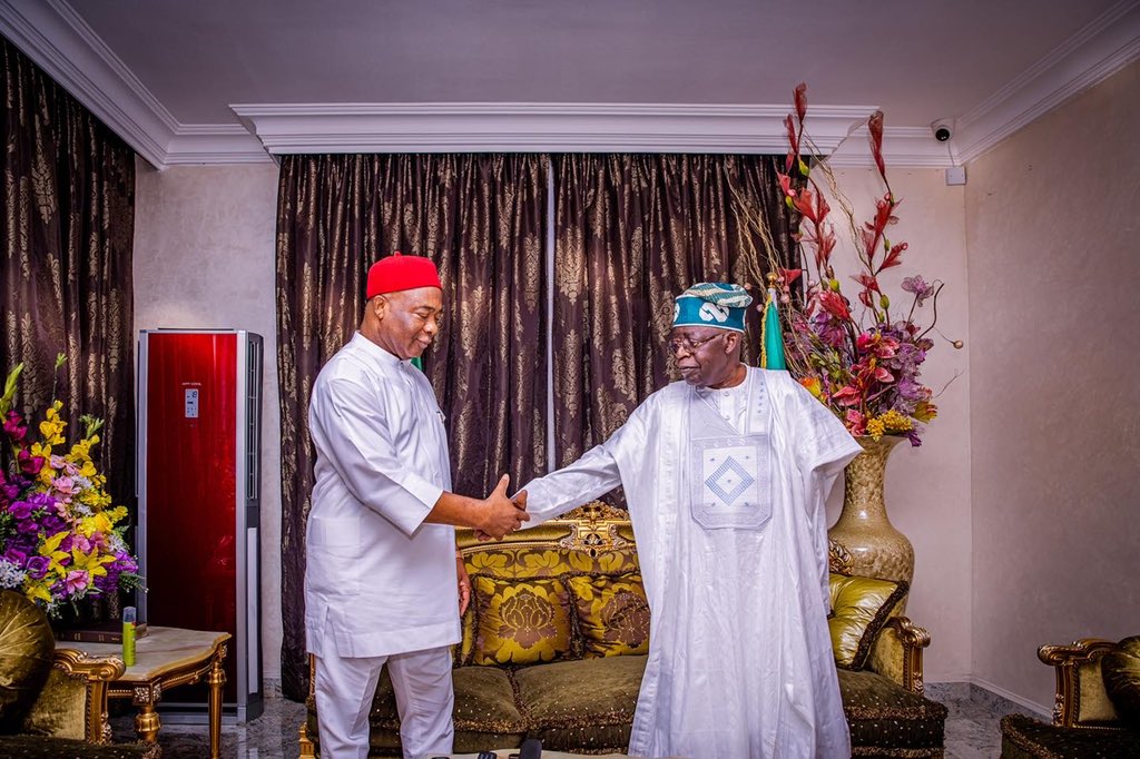 officialABAT's tweet photo. My thanks to Governor Hope Uzodinma of Imo for an engaging few hours. 

I was happy for the opportunity to receive his thoughts on party unity and the path to total victory next year.

#BAT23 https://t.co/zh3MwRpgBv