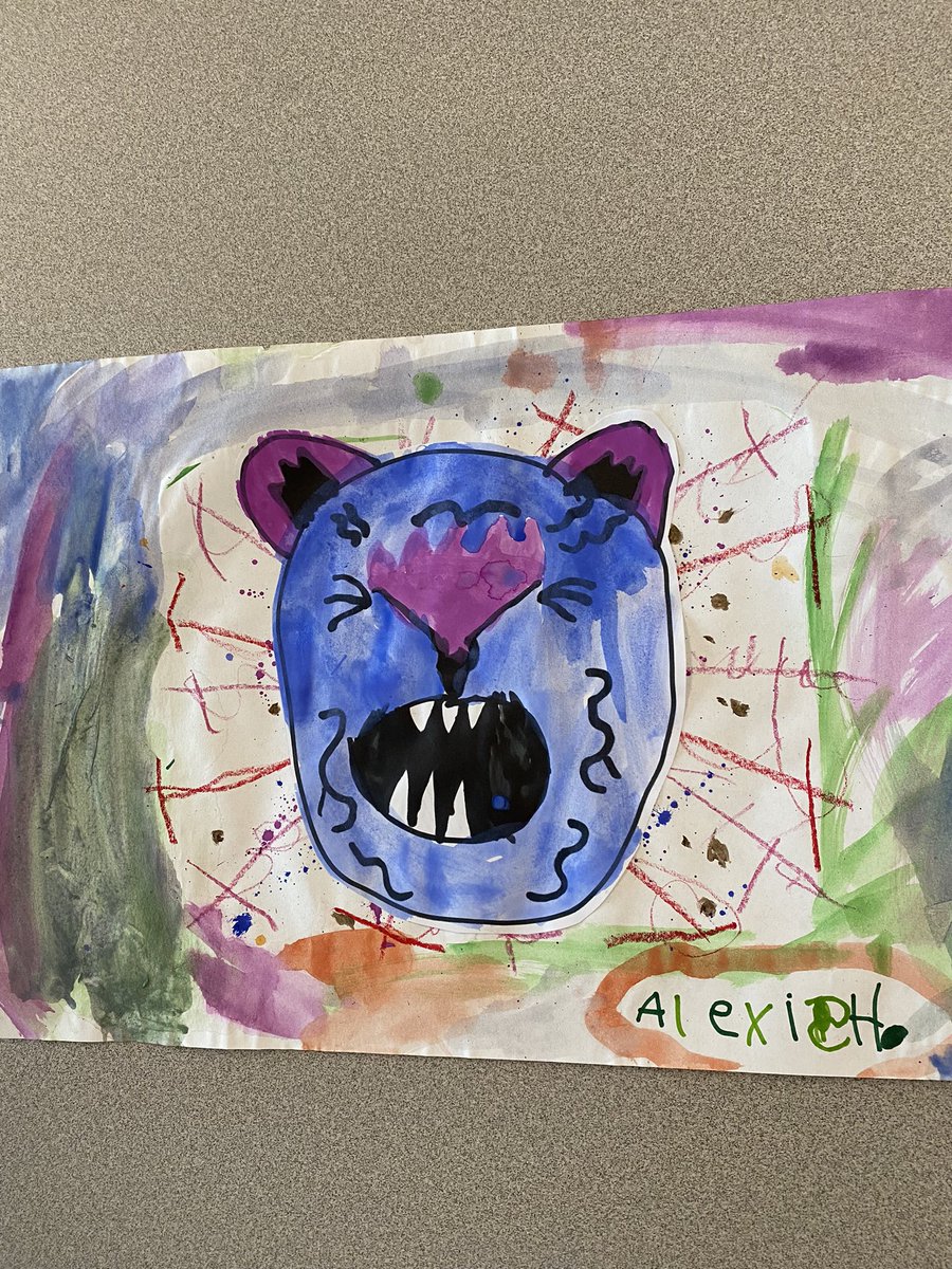claregooutside's tweet photo. Have you ever felt so angry you thought you just might roar? This week the Walnut Park Kindergarten class read Ravi’s Roar by Tom Percival and then learned about emotions to create an angry tiger. They used lines and splatter painting to create an expressive background.@sd54BV https://t.co/474qwRAaUM
