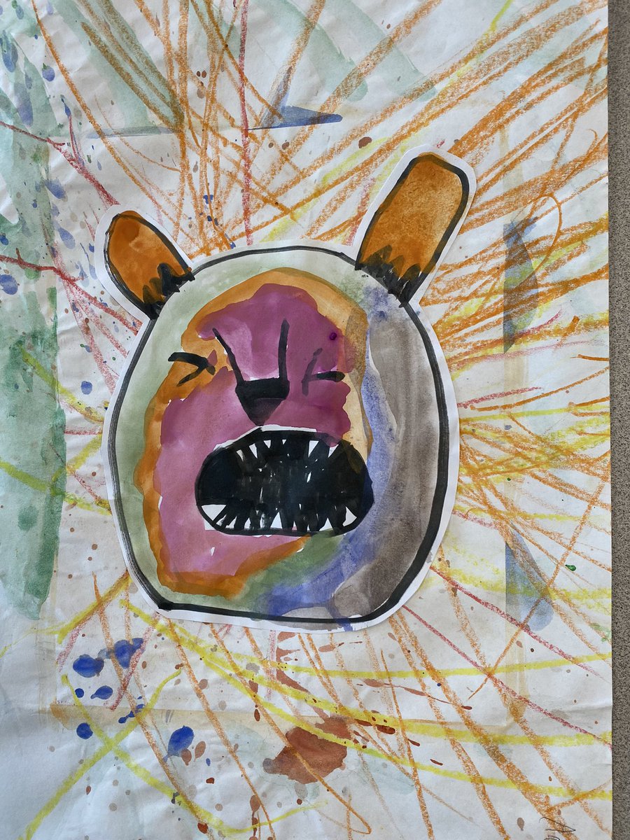 claregooutside's tweet photo. Have you ever felt so angry you thought you just might roar? This week the Walnut Park Kindergarten class read Ravi’s Roar by Tom Percival and then learned about emotions to create an angry tiger. They used lines and splatter painting to create an expressive background.@sd54BV https://t.co/474qwRAaUM
