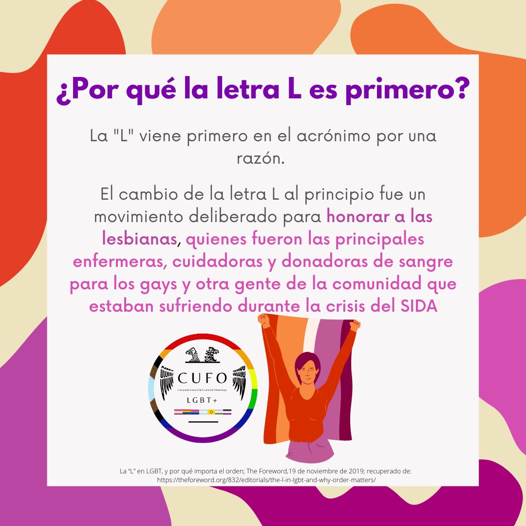 cufo_lgbt's tweet photo. ¿Por qué la letra L va primero? 🤔
Aquí te lo contamos 👇
#lesbianismo #LGBTQ #pride #PrideMonth https://t.co/XR3T7wdWiE