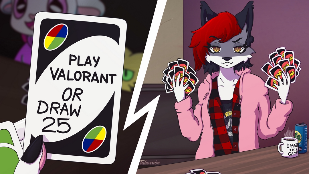 WoolfYubari's tweet photo. #uno #draw25 #valorant #furry  #STREAM #streamers @realUNOgame https://t.co/MpSNL638uH
