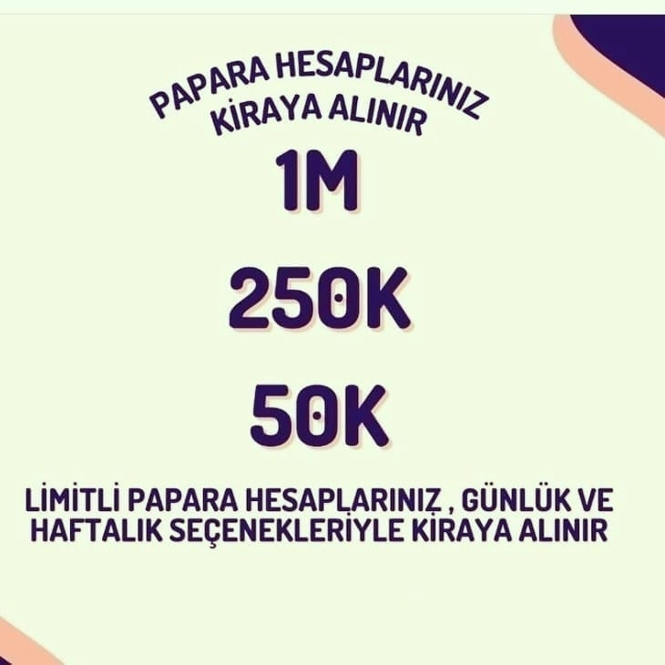 AviatorHile's tweet photo. PAPARA HESAPLARINIZ KİRAYA ALINIR
#para #istanbul #ankara #izmir #aşk #iddaa #türkiye #fenerbahçe #beşiktaş #paparakira #futbol #kupon #paparakiralamak #sevgi #takip #dolar #iddaakuponu #mutluluk #finans #adana #zengin #kazan #komedi #ekgelir #huzur #papara #paparakiralama https://t.co/P8MqsP8xin