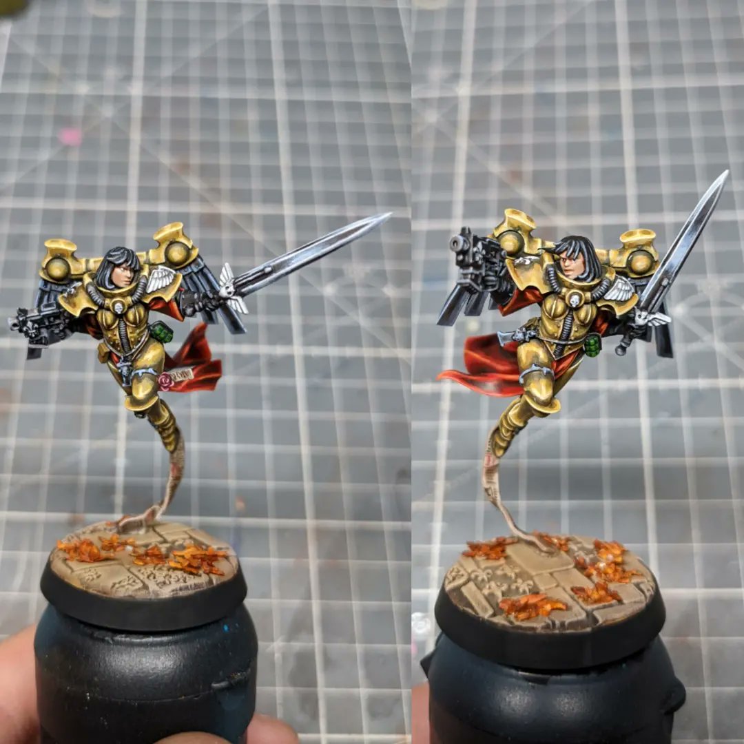 GuRi40k's tweet photo. Celestine and 2 germinaes ready for battle. NMM, free hand parchments, airbrush... It was a nice training!

#paintingwarhammer #warhammercommunity #warhammer40k #warmongers #sisterofbattle #wepaintminis #adeptasororitas https://t.co/uoHj4g5a7b