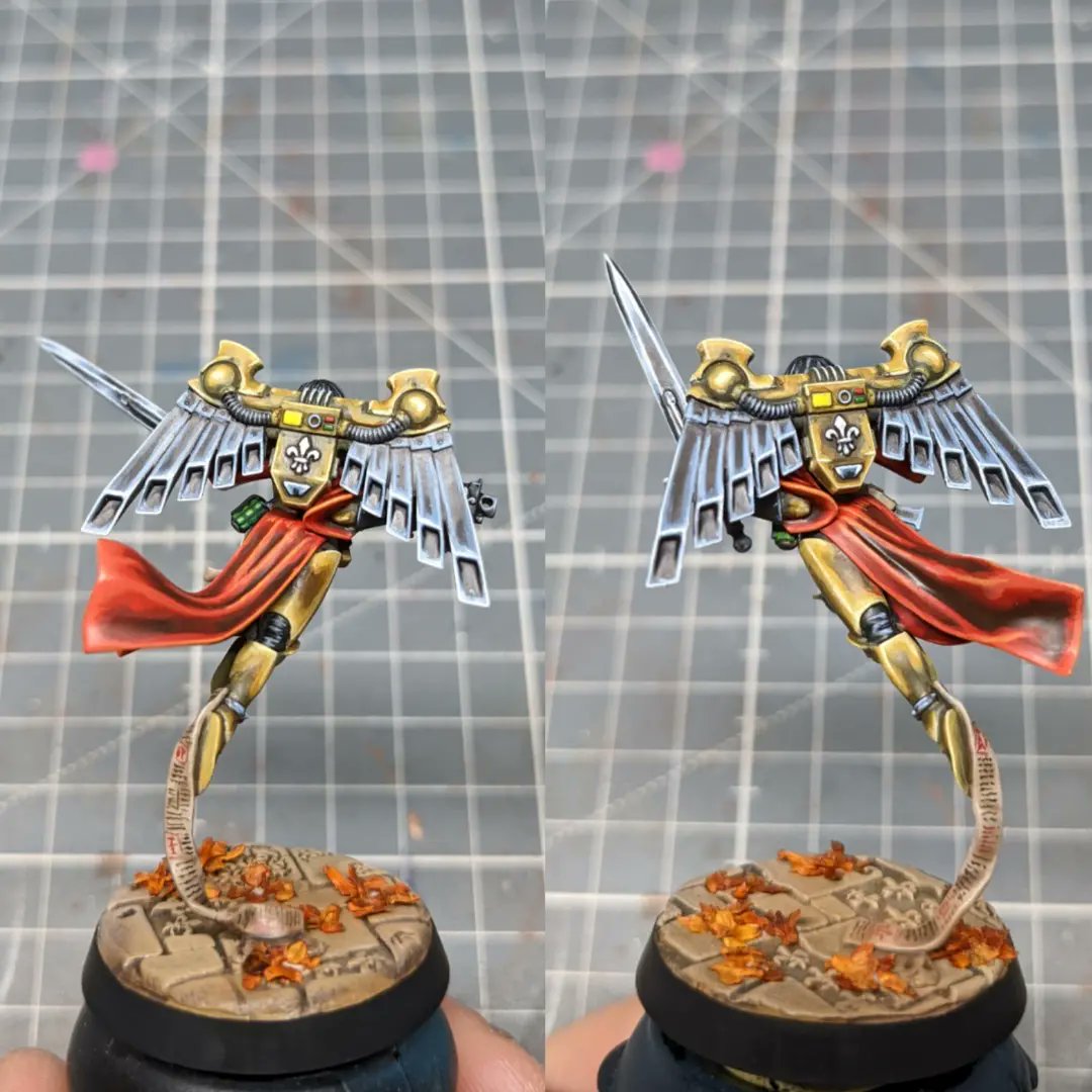 GuRi40k's tweet photo. Celestine and 2 germinaes ready for battle. NMM, free hand parchments, airbrush... It was a nice training!

#paintingwarhammer #warhammercommunity #warhammer40k #warmongers #sisterofbattle #wepaintminis #adeptasororitas https://t.co/uoHj4g5a7b