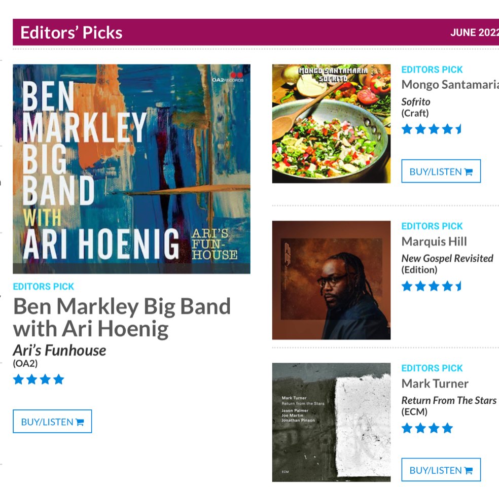 Ben Markley Big Band w/ Ari Hoenig - DownBeat Editor's Pick! originarts.com #jazz #bigband