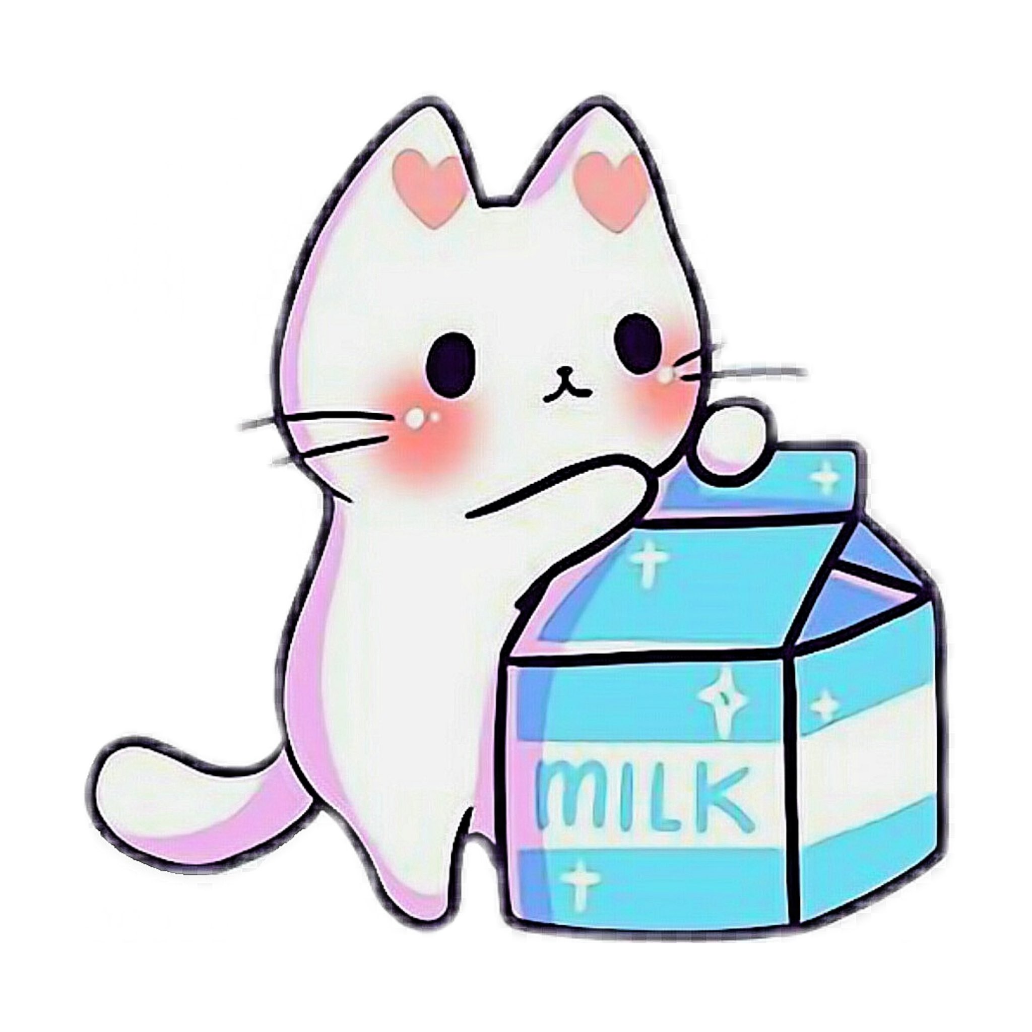 Милый белый котик рисунок