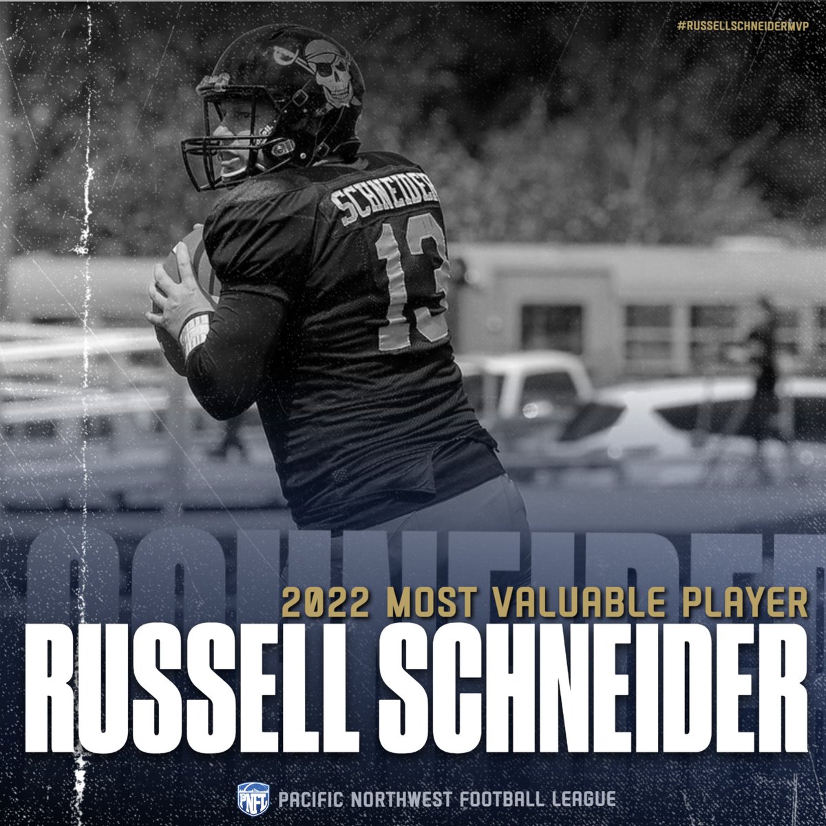 PNFL's tweet photo. 2022 Pacific Northwest Football League's Most Valuable Player: Russell Schneider, Portland Raiders

https://t.co/AXKI2UDcE9 https://t.co/7MBceFt7CY