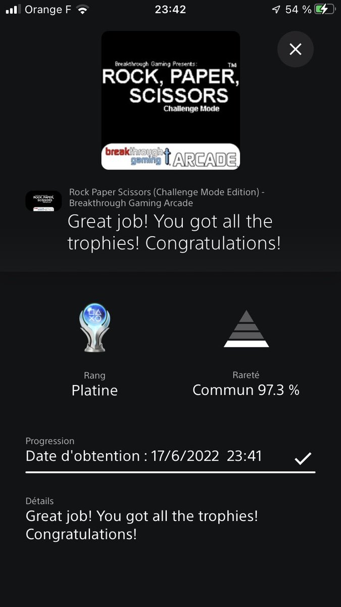 KHMaxACXVII's tweet photo. 571ème #platinumtrophy #RockPaperScissors #challengemodeedition #breakthroughGamingArcade sur #PlayStation4 #platinumtrophies #PlayStationTrophy #playstationtrophies #platinumtrophyhunter #platinumtrophieshunter #playstationtrophyhunter #playstationtrophieshunter #TrophyHunting https://t.co/5QlJ9GF6lQ
