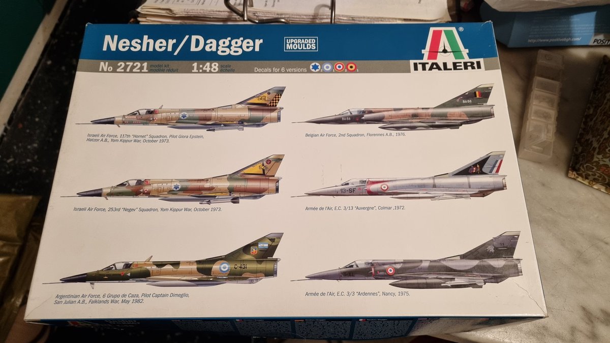 SturmovikSM's tweet photo. I also bought Italeri's Nesher/Dagger. It's a rebox of the ESCI kit with parts to make a Mirage V Dagger.
#scalemodels #plasticmodels #fuerzaaereaargentina #Argentina #miragedagger #guerrademalvinas #italeri https://t.co/OzUISQ90NU