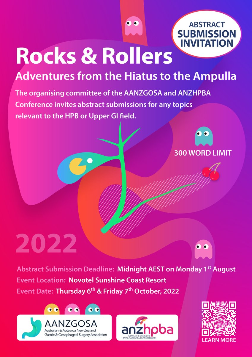 We invite abstract submissions to the AANZGOSA/ANZHPBA Conference! Any HPB/UGI topic welcome.
Deadline 1 August midnight AEST.
#UpperGI #UGI #surgery #MedTwitter