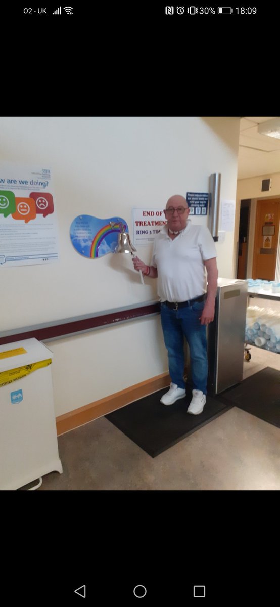 Debbie4418's tweet photo. So today after 12 months of fighting, my hero, my dad rang the bell to tell the world he is cancer free, I can't tell u how proud of him I am,  love u papa smurf ❤️🤍🖤xx https://t.co/3vCSE54MvK