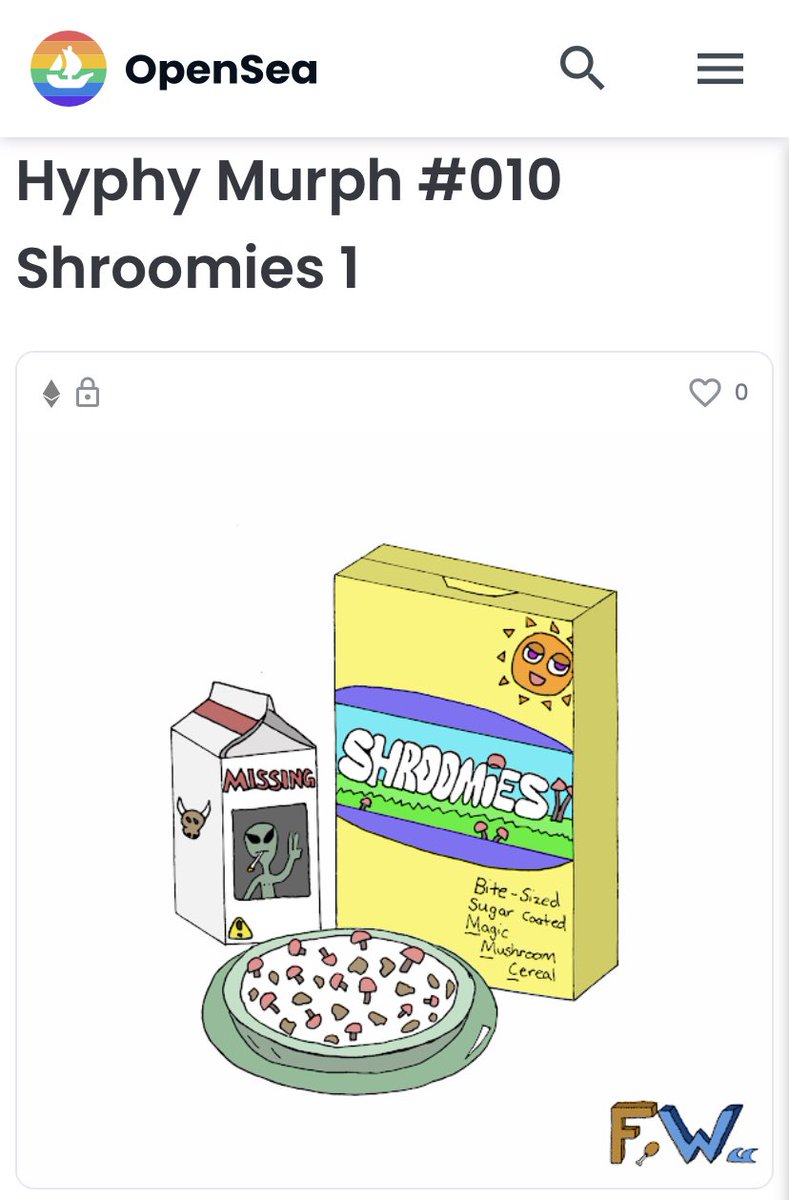 Shroomies! Part of a complete balanced breakfast 👽🍄🥣 
<a href="/HyphyMurph/">Hyphy Murph</a> #FriedWater #mushrooms #NFT #acrylicpainting #11x14 
opensea.io/assets/ethereu…