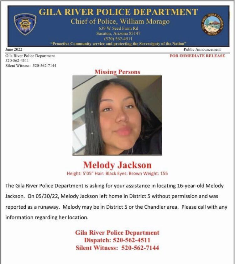 UsaMmiw's tweet photo. ๐MISSING๐
MELODY JACKSON
LAST SEEN MAY 30, 2022
GILA RIVER, ARIZONA
#mmiw #mmiwusa #mmiwg #missingandexploitedchildren #findourmissingpoc #findourgirls #arizona #mmiwarizona #missinginarizona #NativeTwitter https://t.co/iadu2RLK13