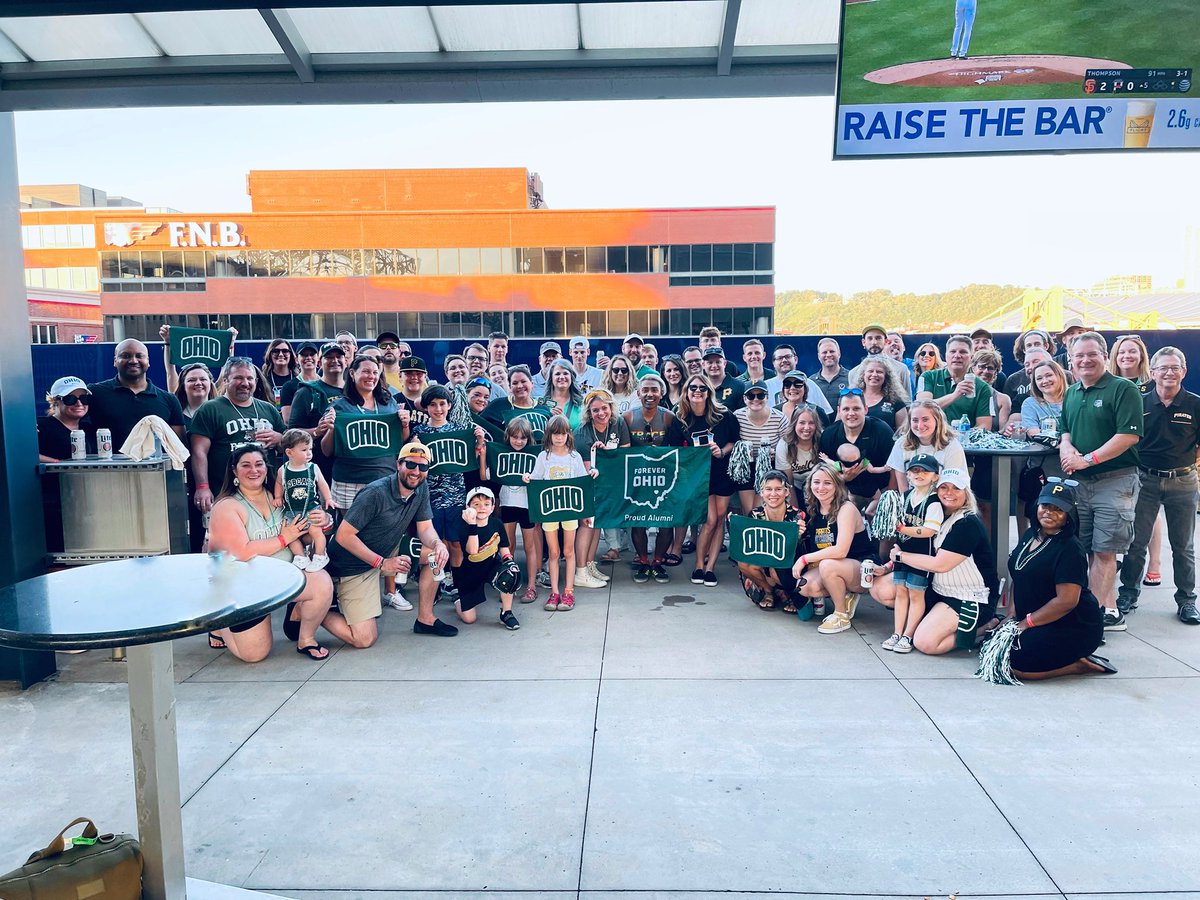 OHIOAlumni's tweet photo. Bobcats at the Ballpark - Pittsburgh with the Pittsburgh Alumni Network 🐯⚾️! We are having a ball! Thanks to the @Pirates for a great game and a great event! #OHIOtakeover https://t.co/WGImQUS6iX