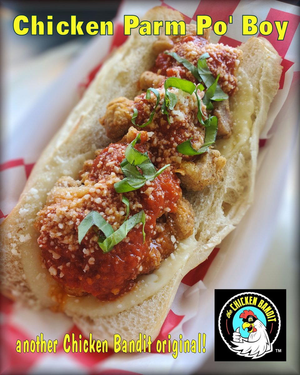 densouva's tweet photo. New sandwich! Chicken Parmesan Po 'Boy  -  crispy Italian seasoned chicken, provolone cheese with homemade tomato sauce topped with grated Romano cheese in a long roll. Find us anytime at: https://t.co/tulciHMSNe https://t.co/n0qO7XtQx8