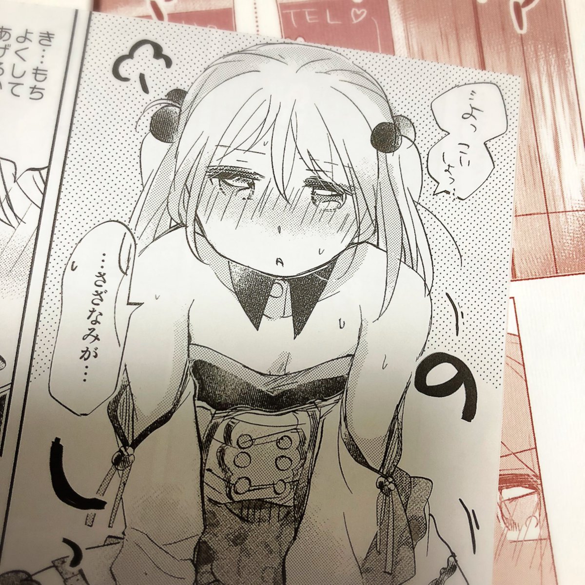 今回は本文用紙は白(なんとなく気分で)
綺麗に刷っていただけてうれしい……遊び紙は迷ったけど近い色で、透け感が欲しかったので(お察しください)今回のイメージに近い色のトレペを入れました。