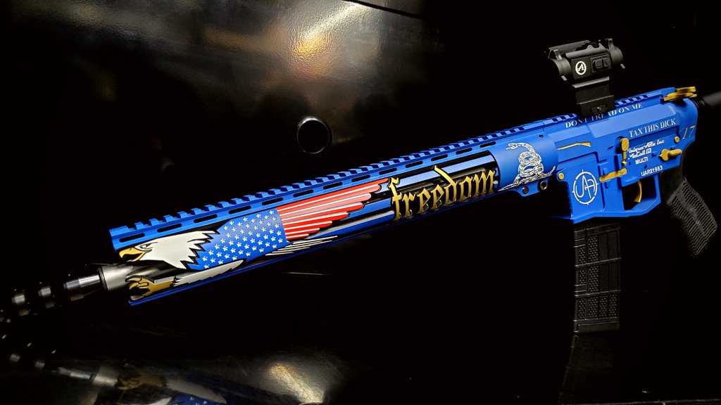 ARS_unique's tweet photo. It's #freedomfriday ๐บ๐ธ This rifle features custom laser engraving, #cerakote, and an @athlonoptics Midas TSR2 red dot. ๐ฅ
https://t.co/o5rb8ciOUe
#uniquears #customrifle #customAR15 #ar15 #2A #freedom #pewpew https://t.co/1lCDgXrRbP