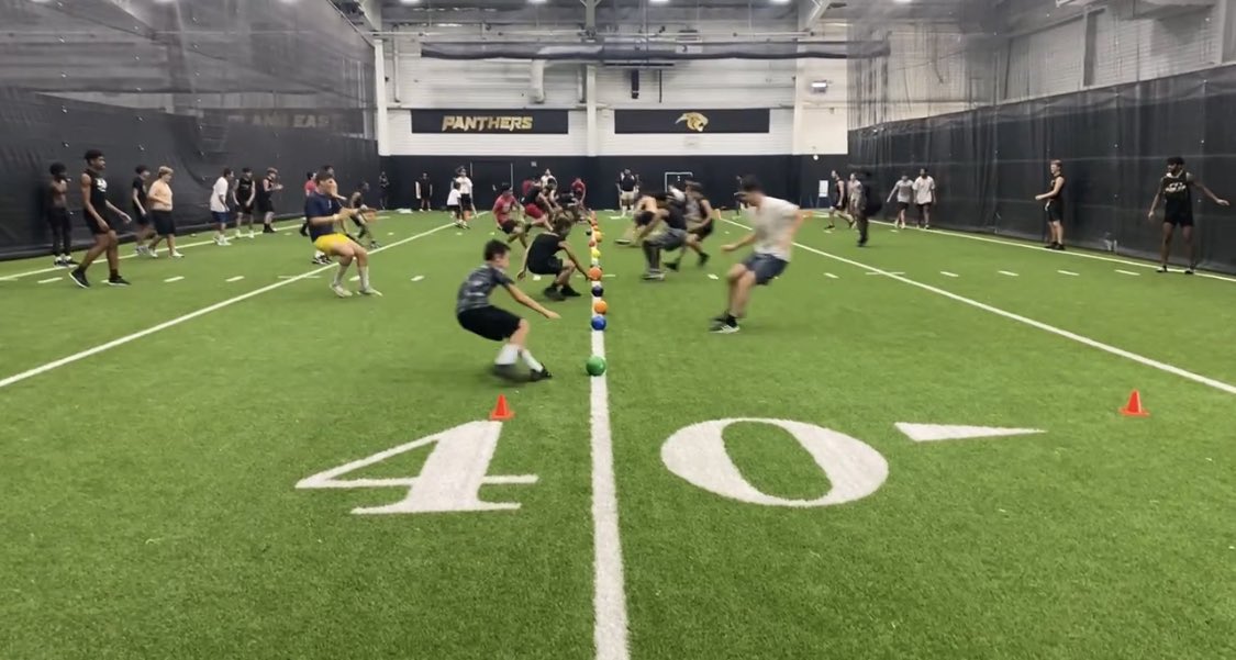 PlanoEastFB's tweet photo. @DevillierDrew and @Coach_JGaudie take the title of best “throwback” outfit of the day…finished off the workout with a little dodgeball as well! It’s a Great Day to be a Panther. #week2done #eastside https://t.co/eo4zIWMv9g