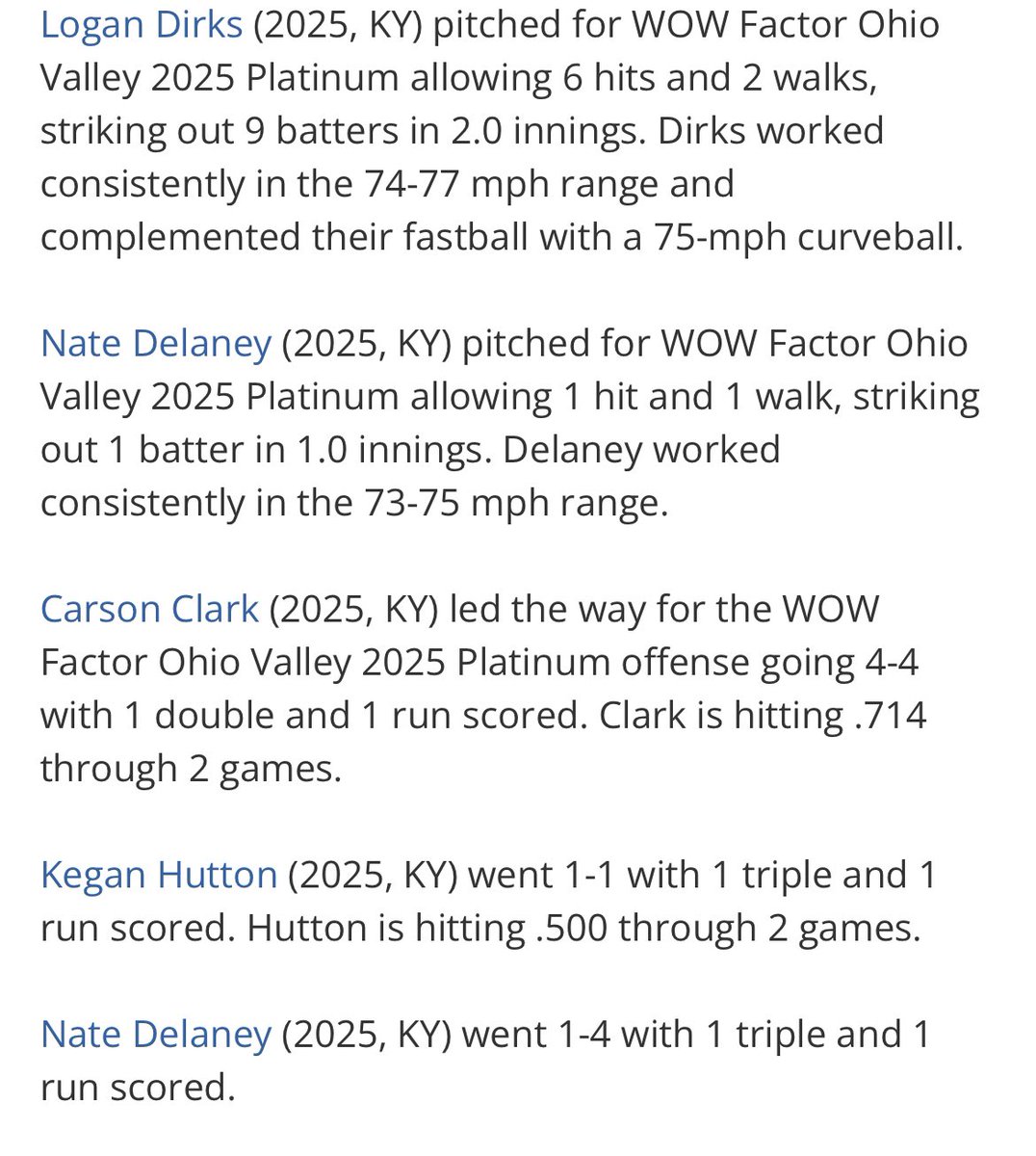 WOW Factor OH Valley Regional 2025 (@2025_wowohv) on Twitter photo Great 11-4 win against a talented Indy Sharks team. @<a href="/WowFactorNation/">Wow Factor Baseball</a> <a href="/EinhardtEvin/">Evin Einhardt</a> <a href="/HuttonKegan/">Kegan Hutton</a> <a href="/nate_delaney6/">Nate Delaney</a> <a href="/LoganDirks25/">Logan Dirks</a> <a href="/Carson_Clark13/">Carson Clark</a> @dfleming2025 @zachpavliako <a href="/WowFactorNation/">Wow Factor Baseball</a> @FactorKy Great 11-4 win against a talented Indy Sharks team. @<a href="/WowFactorNation/">Wow Factor Baseball</a> <a href="/EinhardtEvin/">Evin Einhardt</a> <a href="/HuttonKegan/">Kegan Hutton</a> <a href="/nate_delaney6/">Nate Delaney</a> <a href="/LoganDirks25/">Logan Dirks</a> <a href="/Carson_Clark13/">Carson Clark</a> @dfleming2025 @zachpavliako <a href="/WowFactorNation/">Wow Factor Baseball</a> @FactorKy