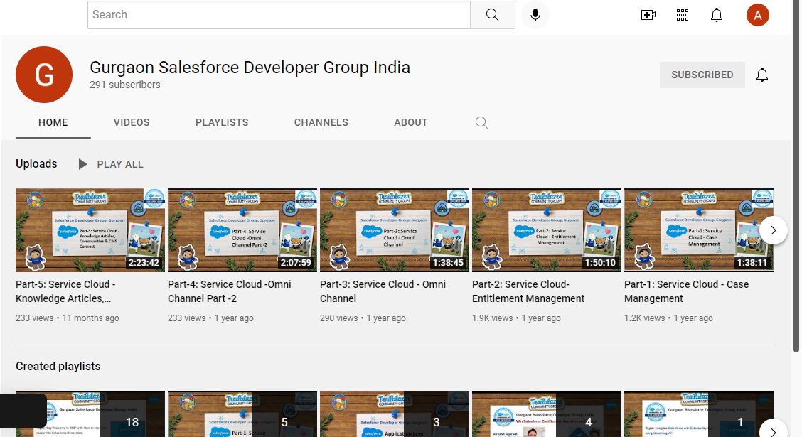 Join the Youtube channel of Gurugram community group #TrailblazerCommunity
<a href="/trailhead/">Trailhead</a>
<a href="/AnkushAgrGpr/">Ankush Agarwal</a>
#TrailblazerCommunity 
@gurgaon_sfdc 

youtube.com/channel/UC2QHp…