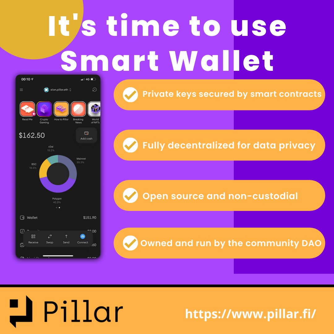 InnovatorYK's tweet photo. Do you know @pillarwallet is one of the best crypto wallet in this space, Swift and user friendly, Low to No transactions fee. It is built by the community for the community.
 You can also join be a pillarista. 
https://t.co/551weY64TR
https://t.co/6Jl16JiYh8

#crypto #DAOs #BTC https://t.co/WRb3kgCfzf