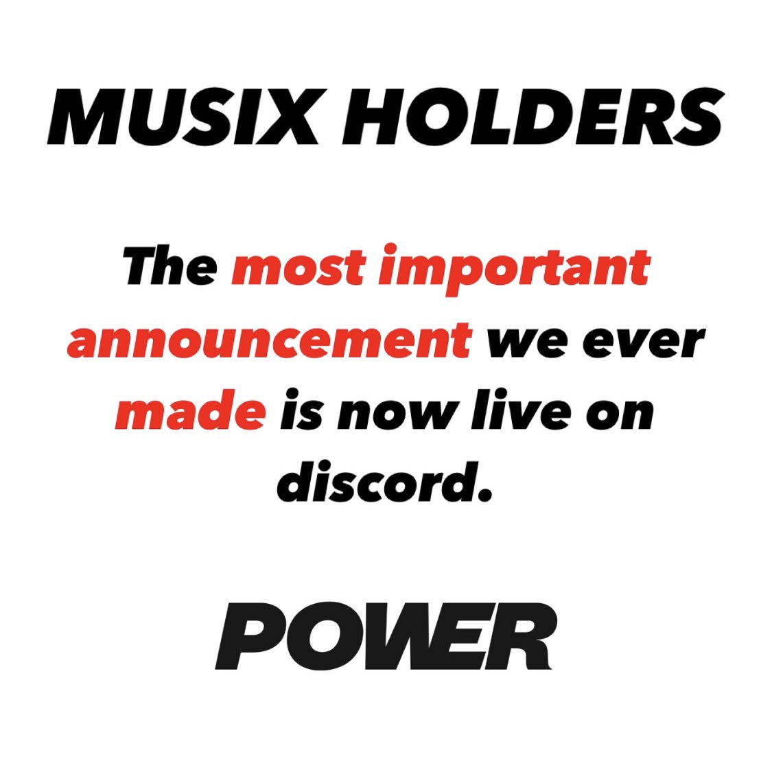 MUSIX HOLDERS: The most important announcement we ever made is now live on discord. discord.gg/MYAAjyGh Read it carefully.