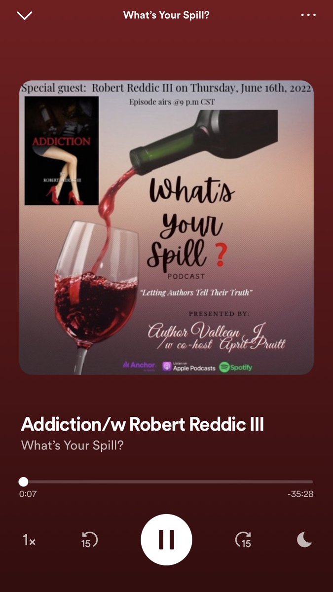 AuthorReddic's tweet photo. interview with @authorvalleanj
wherever you get your podcasts
“What’s Your Spill?” go check out the interview posted 6/16
Join in on the fun
#WhatsYourSpill #Whats #Your #Spill #PodcastInterview #Podcast #Interview #AuthorValleanJ #Addiction #AddictionTheBook #AuthorRobertReddic https://t.co/XNCwVAJA6l