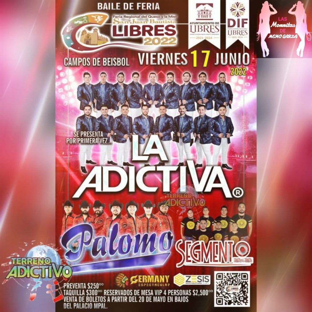 LadyLaura3103's tweet photo. ⚽🥊 Viernes 1️⃣7️⃣ de Junio 🎮🎳 La @adictivaoficial se presenta en #Libres #Puebla en la #FeriaRegionalDelQuesoYLaMiel 🏀

¡NO TE LO PUEDES PERDER! 

#NosotrasNosQuedamosContigo 💓
#PorAndarConUnCabrón 🤠
#SeDiceFácilTour
#MMH
#M2037
#TerrenoAdictivo
@memogarzaa
@ELVIAGARCIA121 https://t.co/moKQlqLO8v