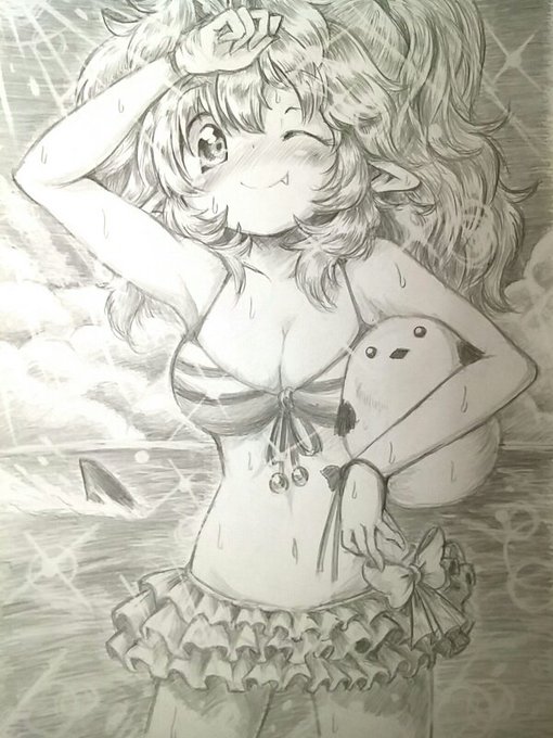 サメに襲われる水着のネーチャン 