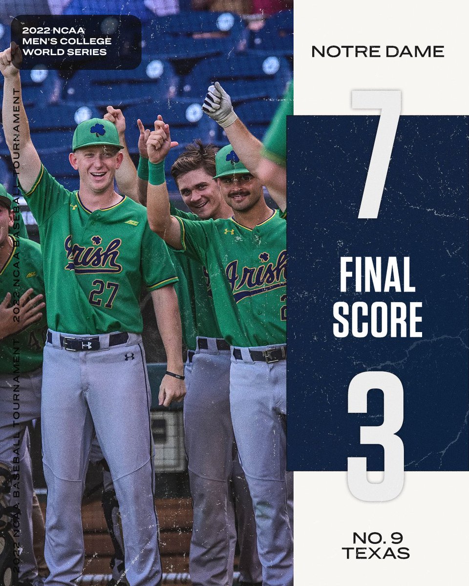 espn's tweet photo. The Fighting Irish win Game 1 in the opening round of the #MCWS ‼️ https://t.co/Okd3IazLBb