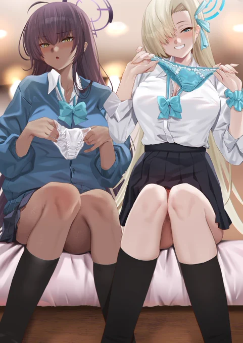 ブルアカのアスナちゃんとカリンちゃん。「パンツだけ脱いで先生に見せるんだ・・・!せ、先生の指導だぞ・・・!」 