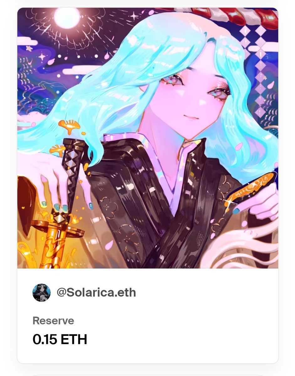 solarica_eth's tweet photo. Shillies me sillies
Moonlit Banquet // Aerazuki is still available!
Have a look ( ◜‿◝ )♡
https://t.co/jadw5hqMH9

#AzukiArt #NFTdrop #AnimeNFT #anifam https://t.co/Q7X2BIyOIw